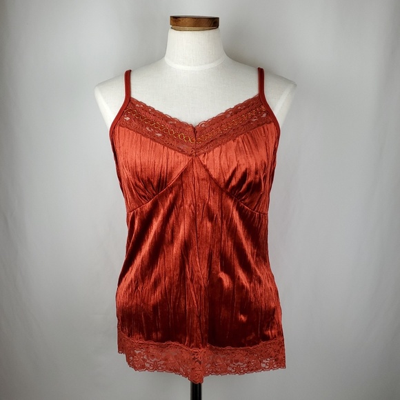 Shorty Tops - Shorty Orange Crushed Velvet Camisole XL NWT